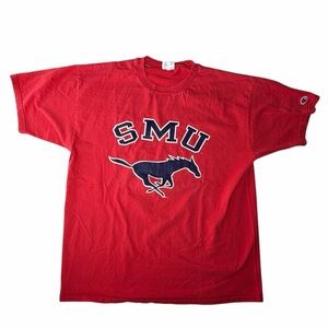 Vintage SMU Mustangs Adult XL Red Short Sleeve T-Shirt College Football Tee